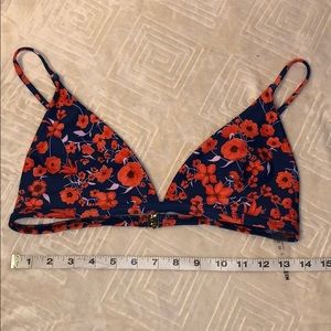 Lg Shein Blue/Orange Floral Bikini Top